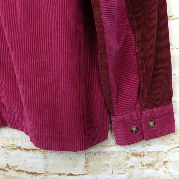 Urban Outfitters Corduroy Shacket Mens M Red Color Block Button Shirt Gorpcore - Picture 12 of 13